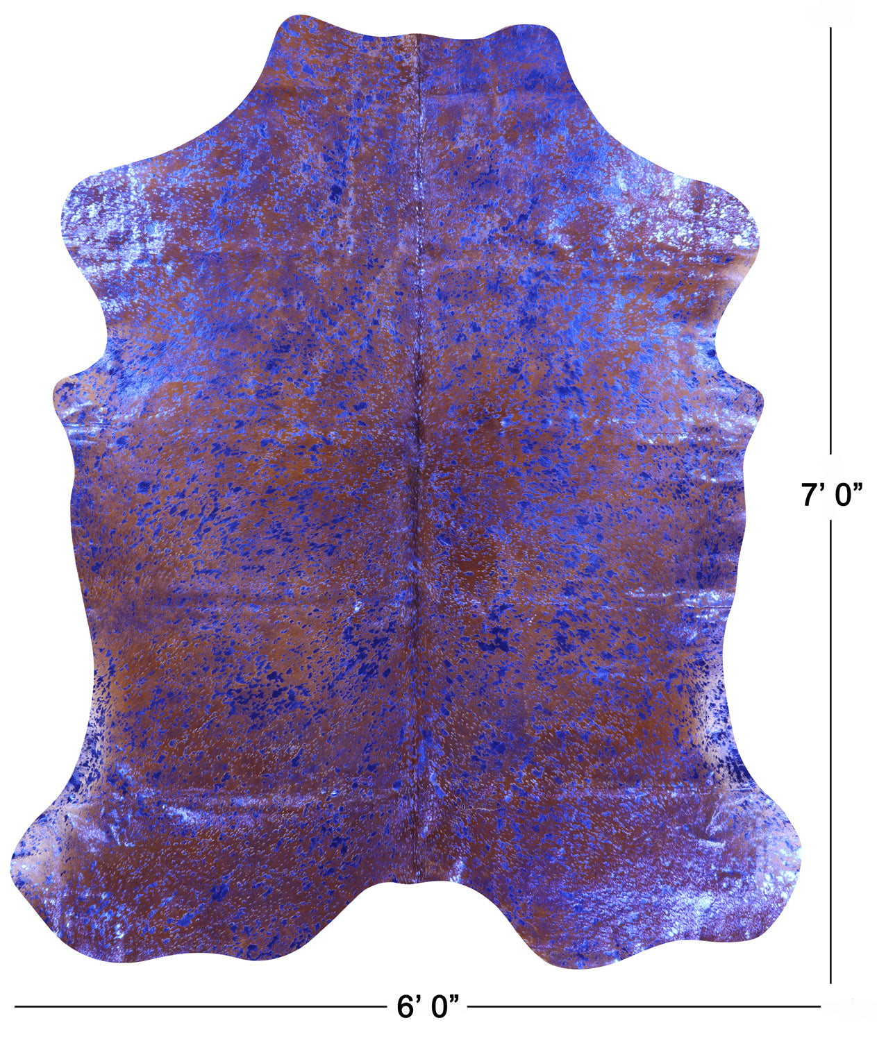 Blue Metallic Natural Hair-On Cowhide Rug - 7' 0" X 6' 0" - Golden Nile