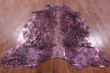 Pink Metallic Natural Hair-On Cowhide Rug - 7' 2" X 6' 1" - Golden Nile
