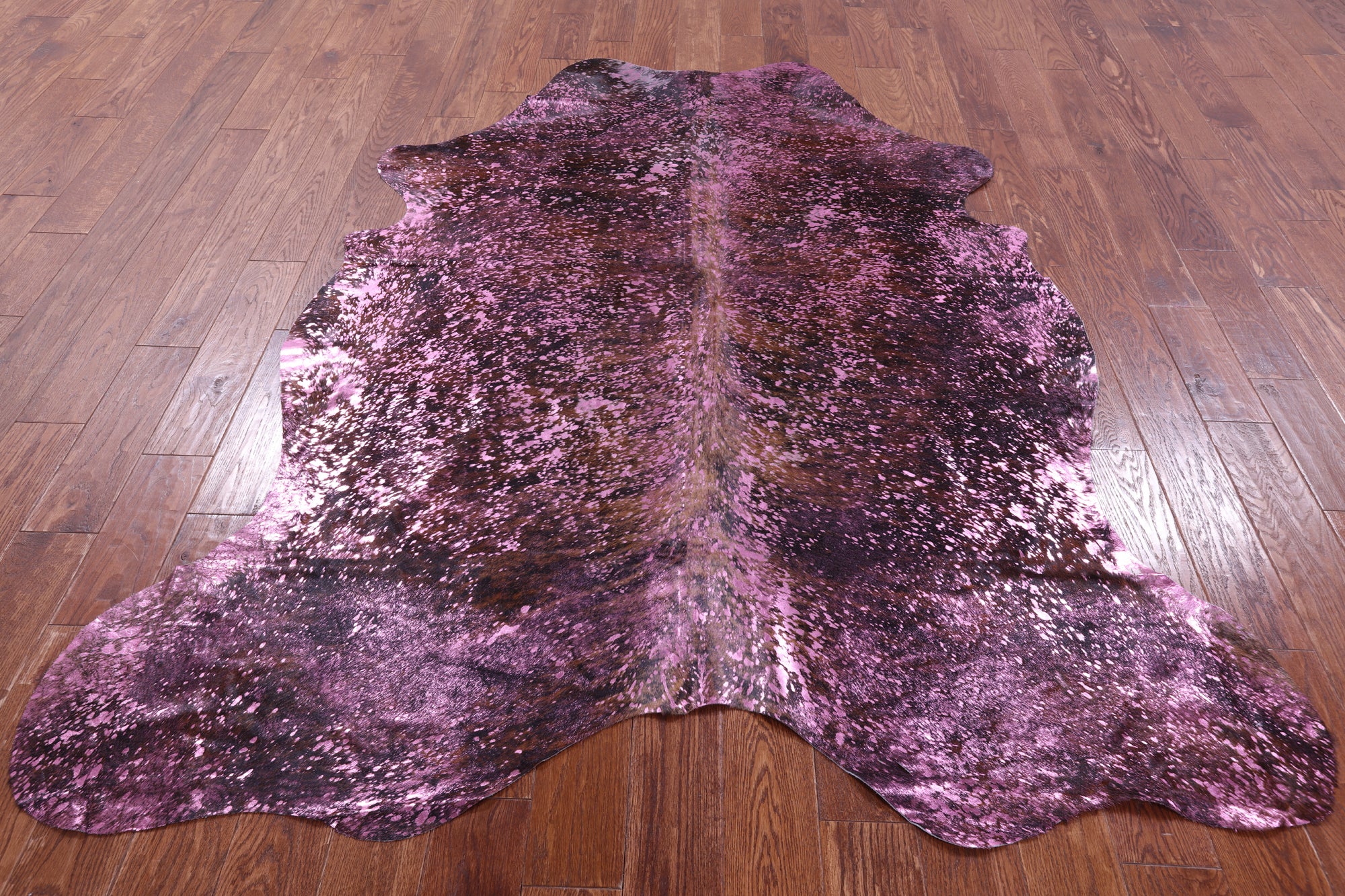 Pink Metallic Natural Hair-On Cowhide Rug - 7' 2" X 6' 1" - Golden Nile
