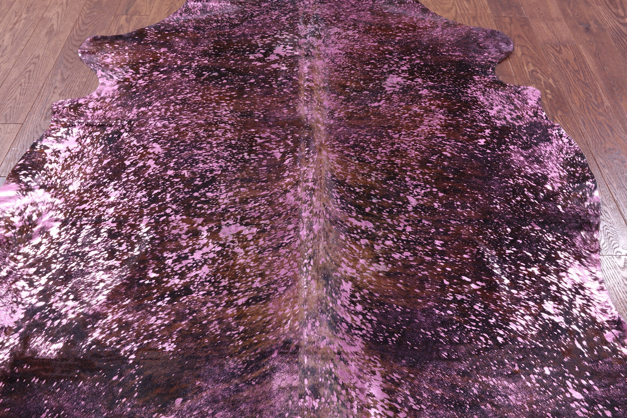 Pink Metallic Natural Hair-On Cowhide Rug - 7' 2" X 6' 1" - Golden Nile
