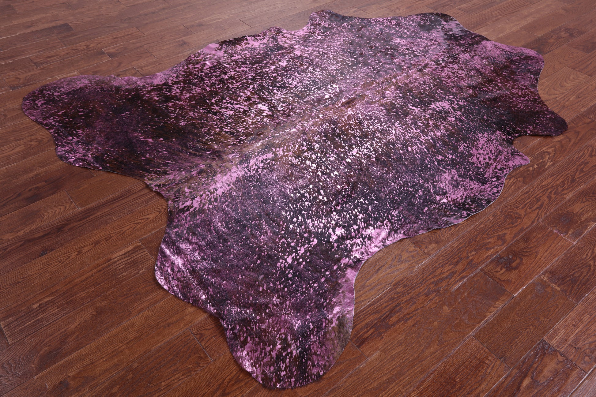 Pink Metallic Natural Hair-On Cowhide Rug - 7' 2" X 6' 1" - Golden Nile
