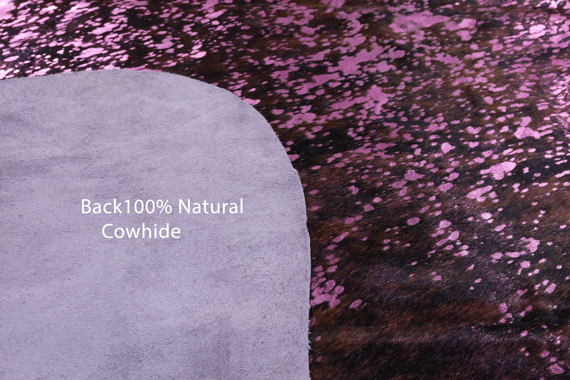 Pink Metallic Natural Hair-On Cowhide Rug - 7' 2" X 6' 1" - Golden Nile