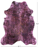 Pink Metallic Natural Hair-On Cowhide Rug - 7' 2" X 6' 1" - Golden Nile