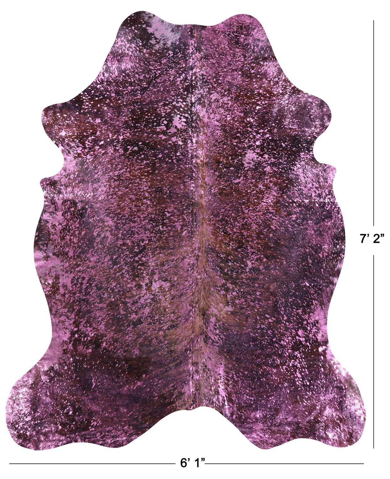 Pink Metallic Natural Hair-On Cowhide Rug - 7' 2" X 6' 1" - Golden Nile