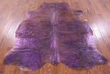 Purple Metallic Brindle Natural Hair-On Cowhide Rug - 6' 10" X 6' 1" - Golden Nile