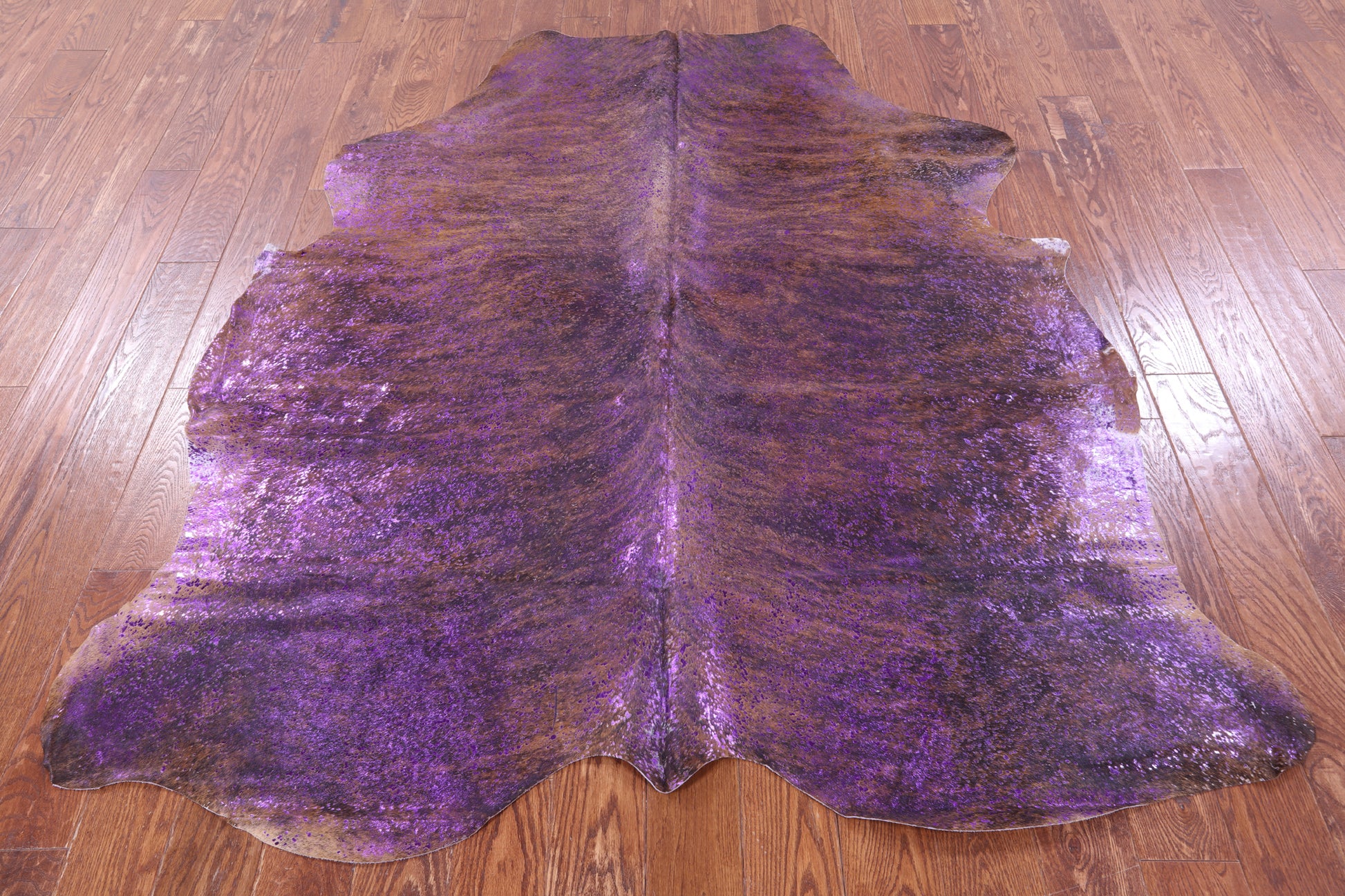 Purple Metallic Brindle Natural Hair-On Cowhide Rug - 6' 10" X 6' 1" - Golden Nile