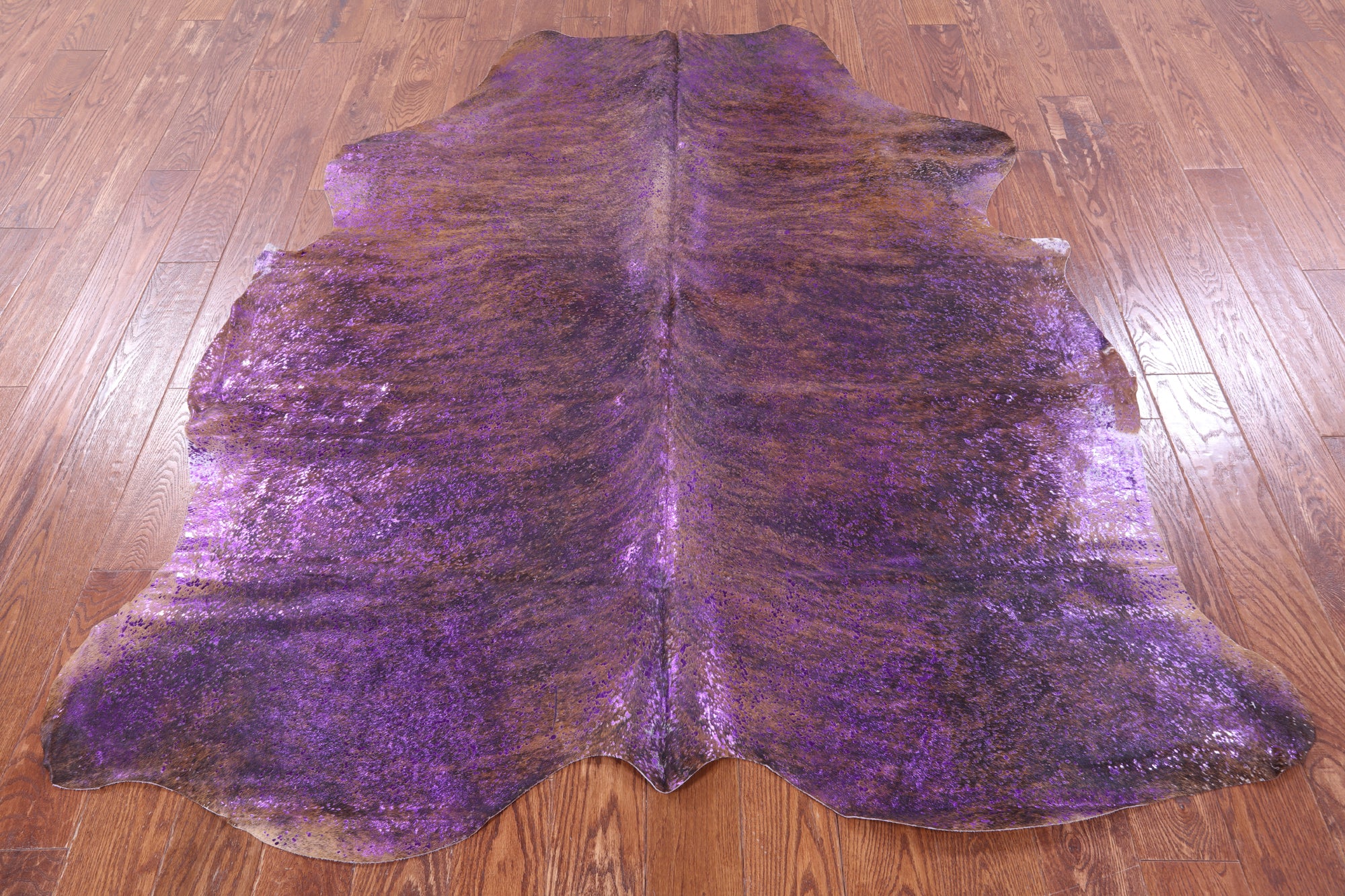 Purple Metallic Brindle Natural Hair-On Cowhide Rug - 6' 10" X 6' 1" - Golden Nile