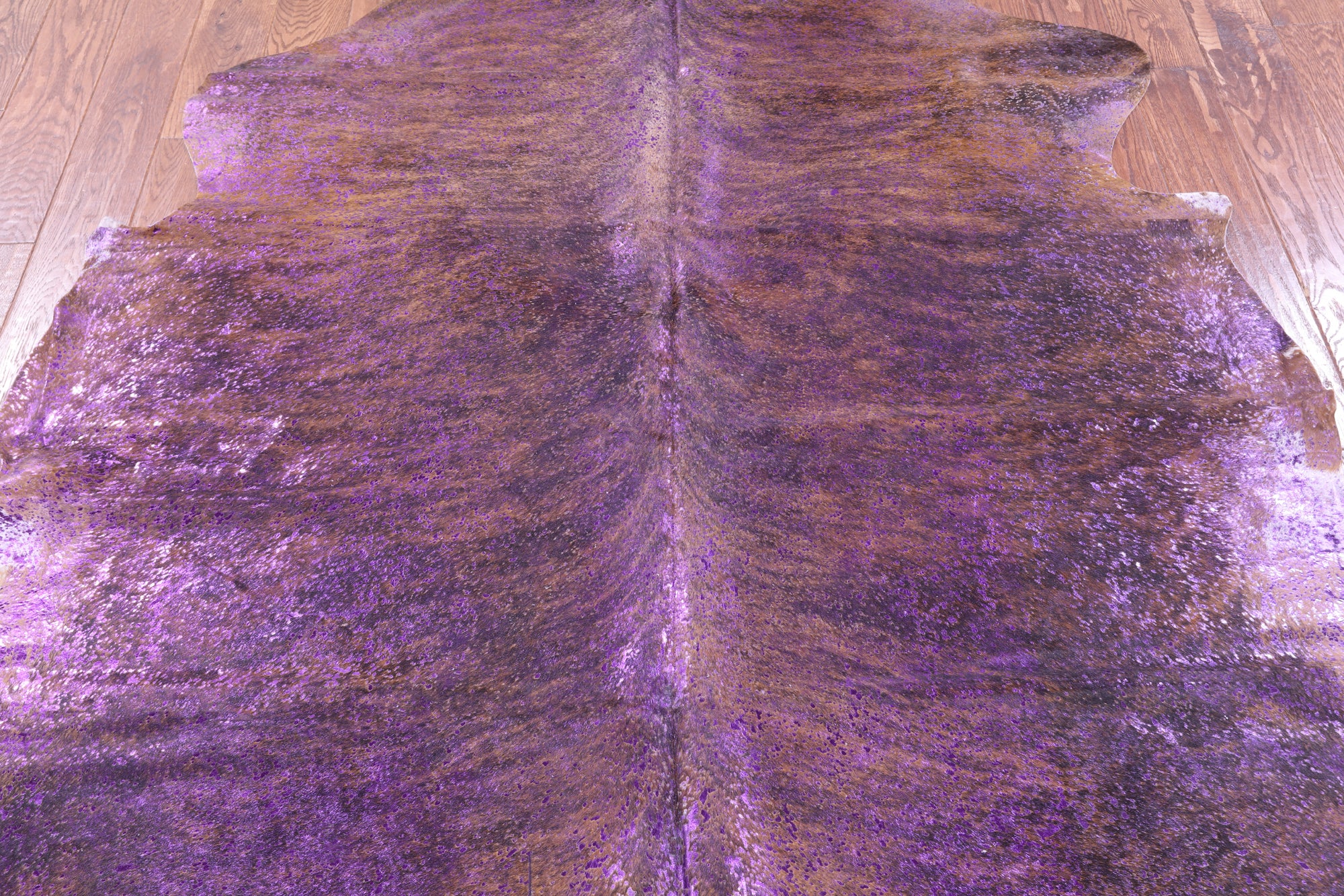 Purple Metallic Brindle Natural Hair-On Cowhide Rug - 6' 10" X 6' 1" - Golden Nile