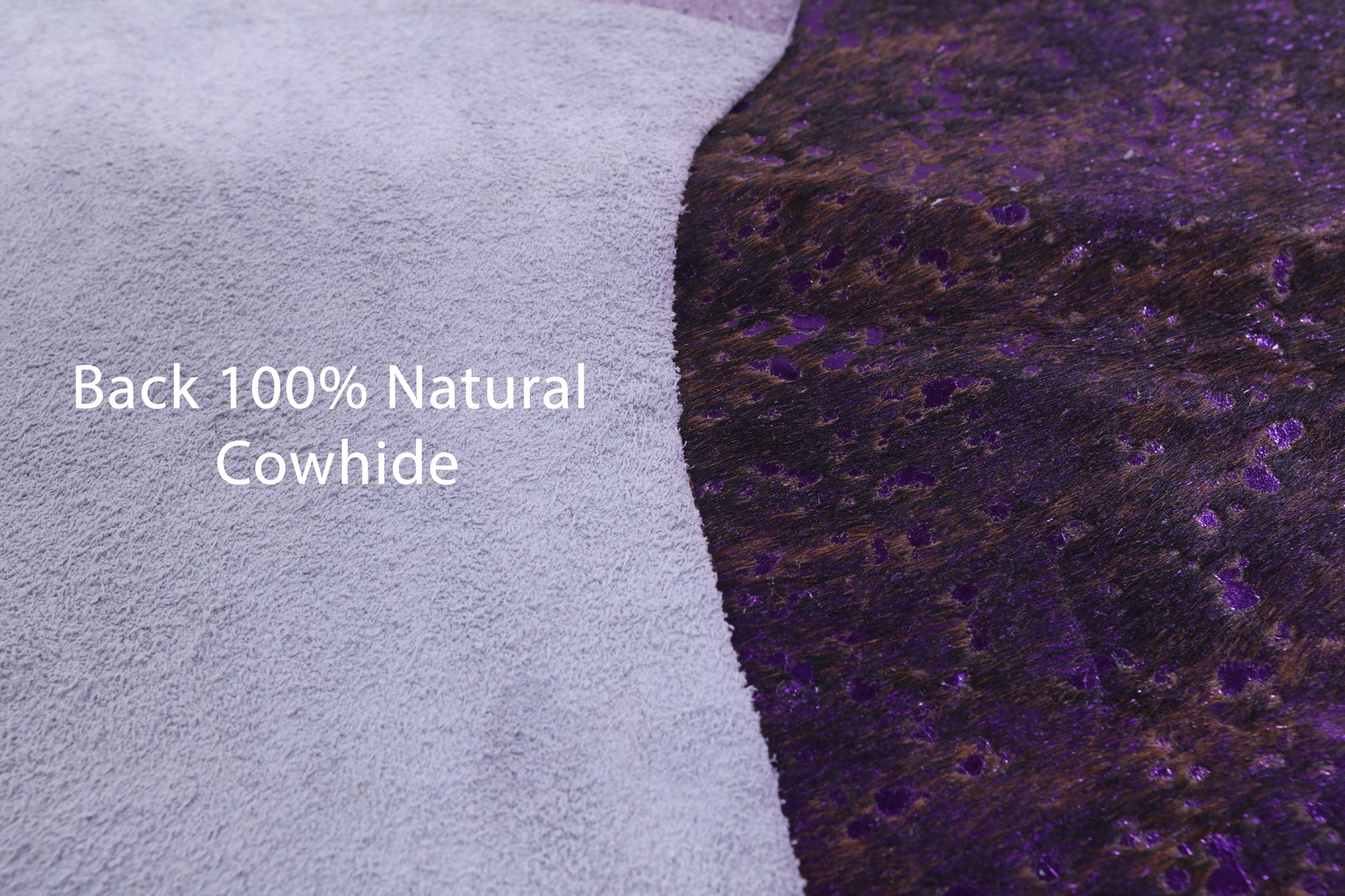 Purple Metallic Brindle Natural Hair-On Cowhide Rug - 6' 10" X 6' 1" - Golden Nile