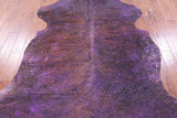Purple Metallic Natural Hair-On Cowhide Rug - 7' 7" X 6' 8" - Golden Nile