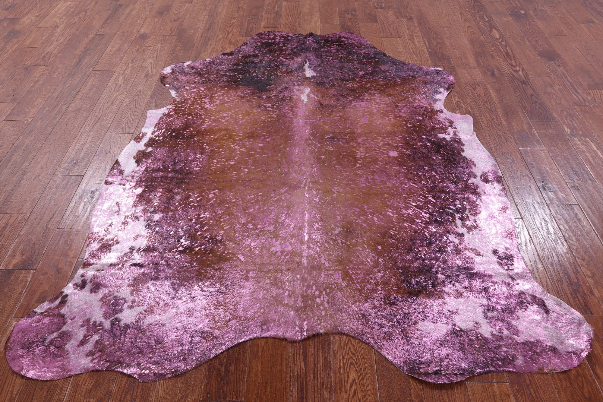 Pink Metallic Natural Hair-On Cowhide Rug - 7' 2" X 6' 1" - Golden Nile