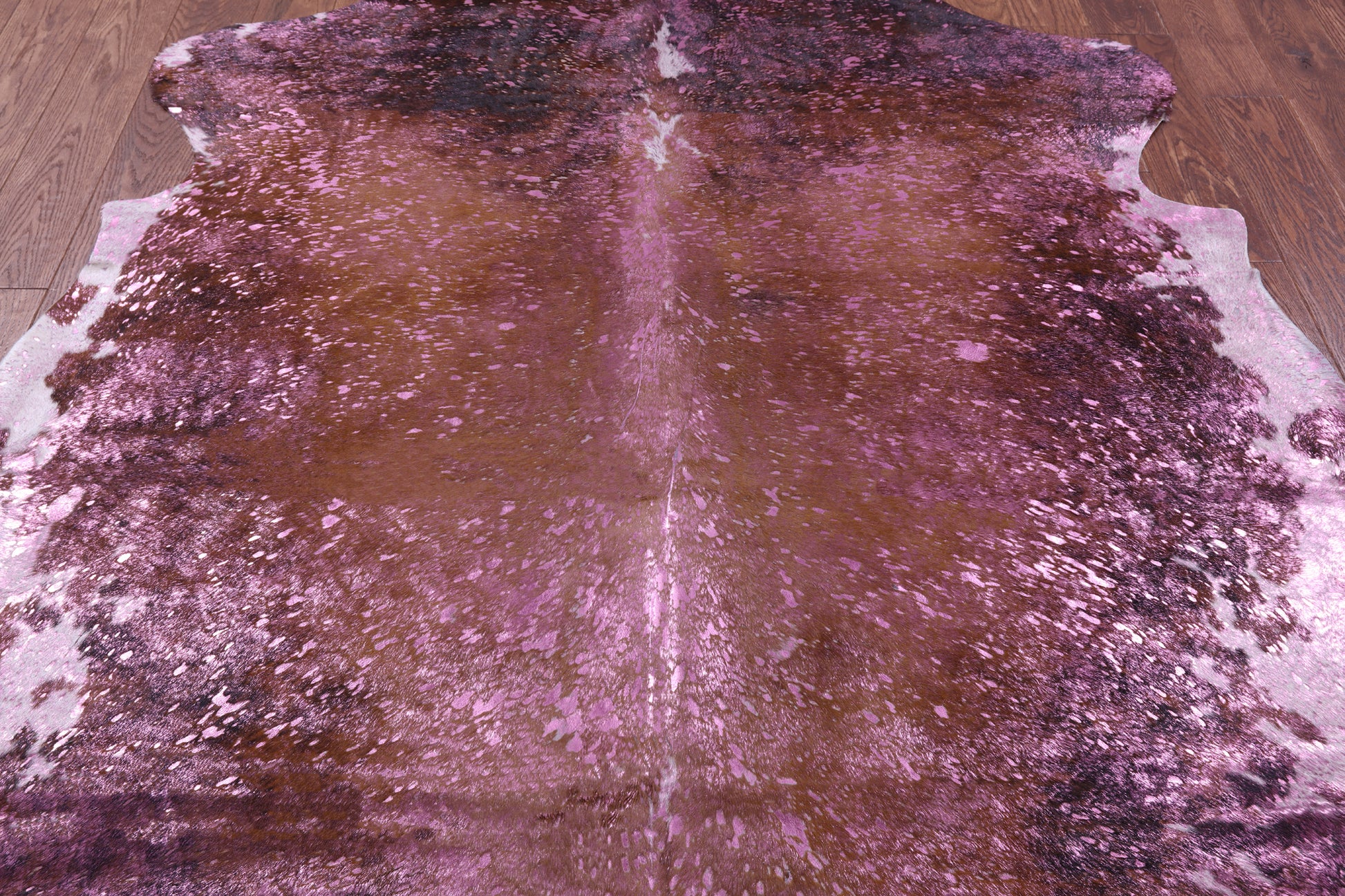 Pink Metallic Natural Hair-On Cowhide Rug - 7' 2" X 6' 1" - Golden Nile