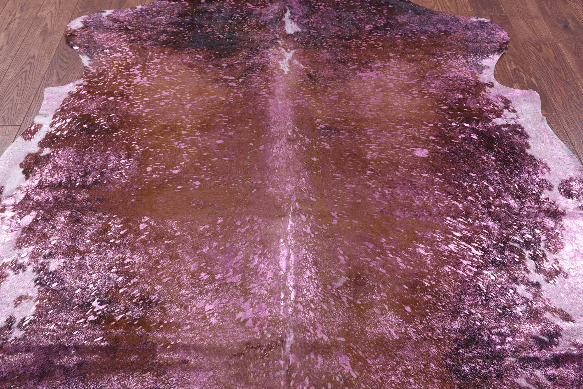 Pink Metallic Natural Hair-On Cowhide Rug - 7' 2" X 6' 1" - Golden Nile