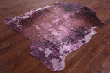 Pink Metallic Natural Hair-On Cowhide Rug - 7' 2" X 6' 1" - Golden Nile