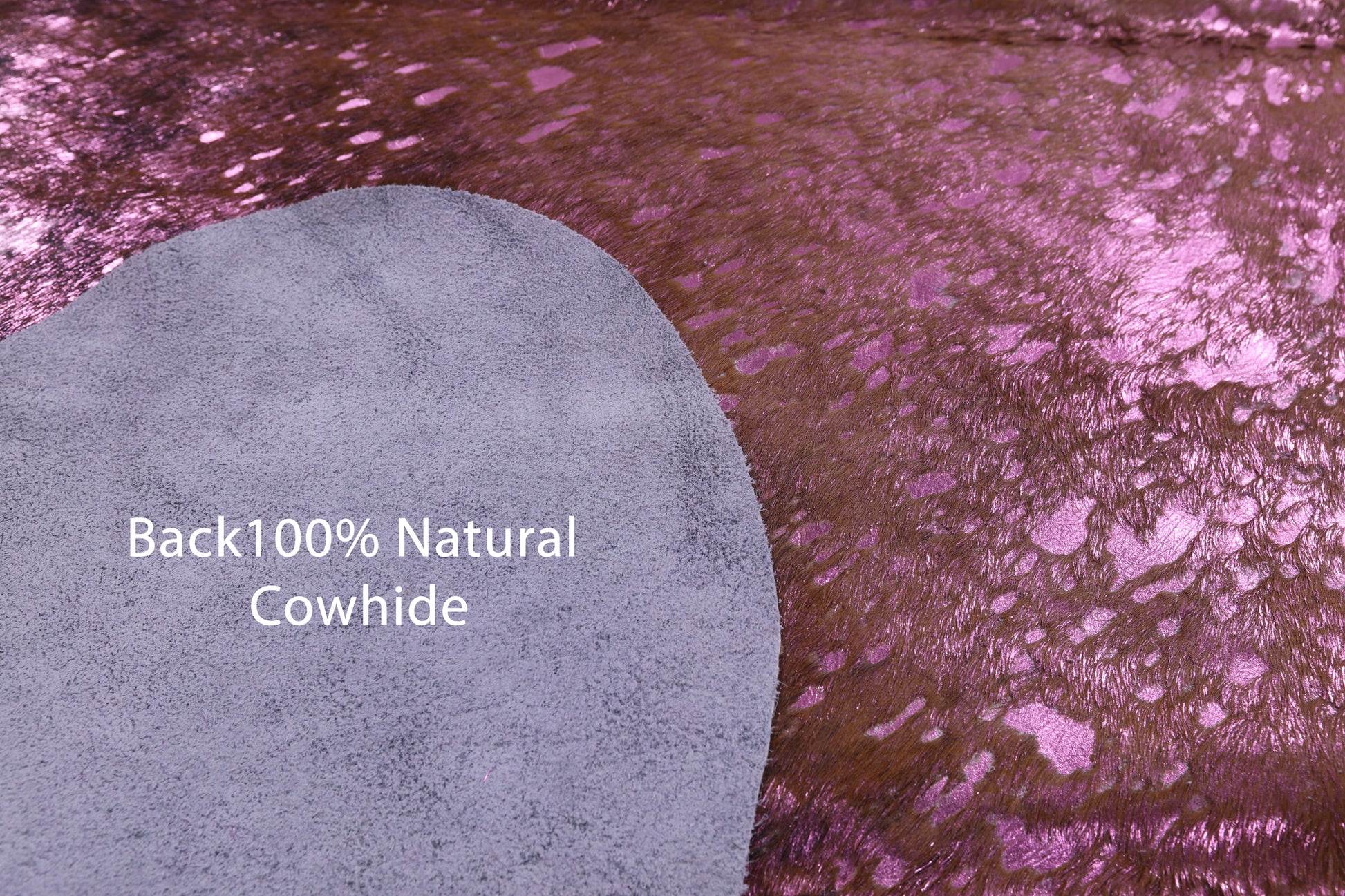 Pink Metallic Natural Hair-On Cowhide Rug - 7' 2" X 6' 1" - Golden Nile