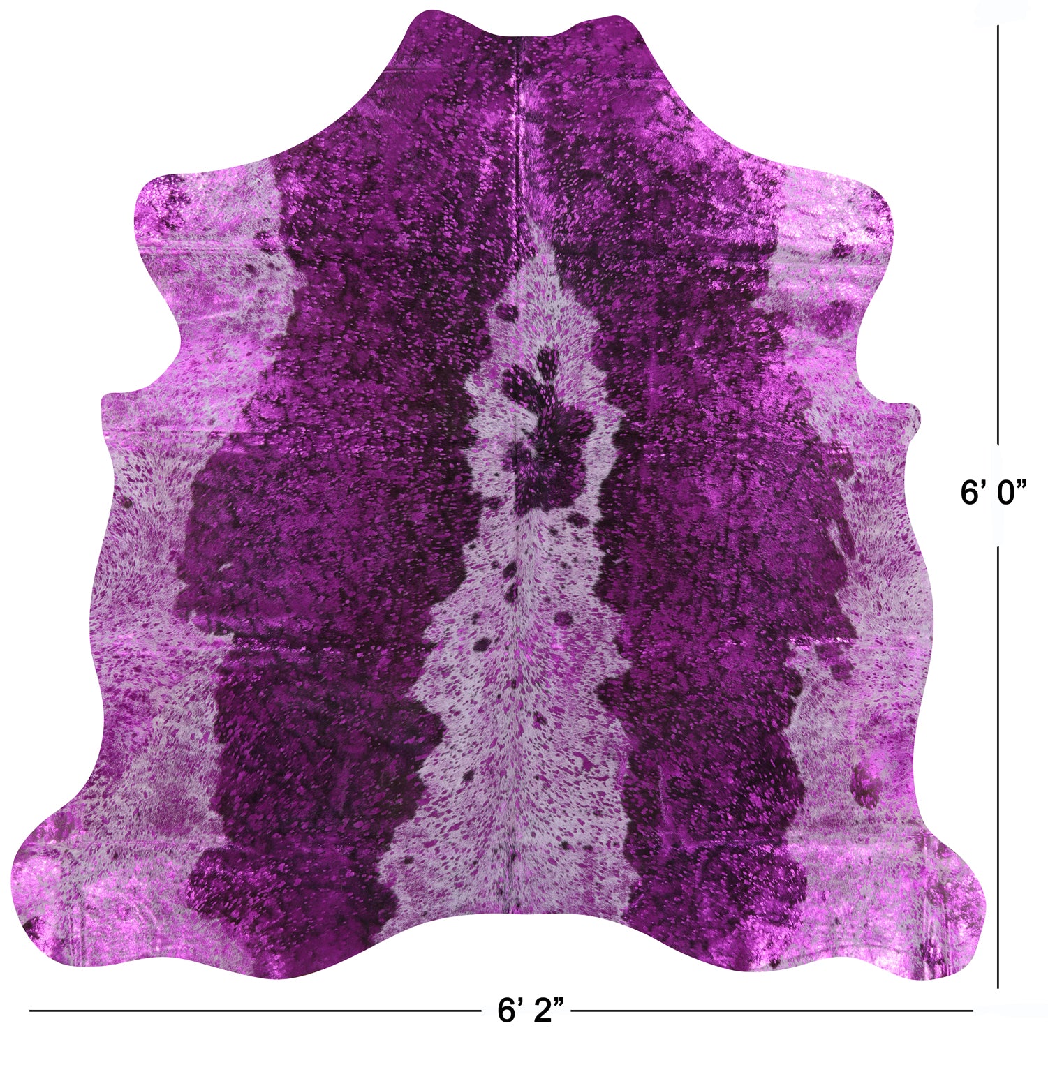 Pink Metallic Natural Hair-On Cowhide Rug - 6' 0" X 6' 2" - Golden Nile