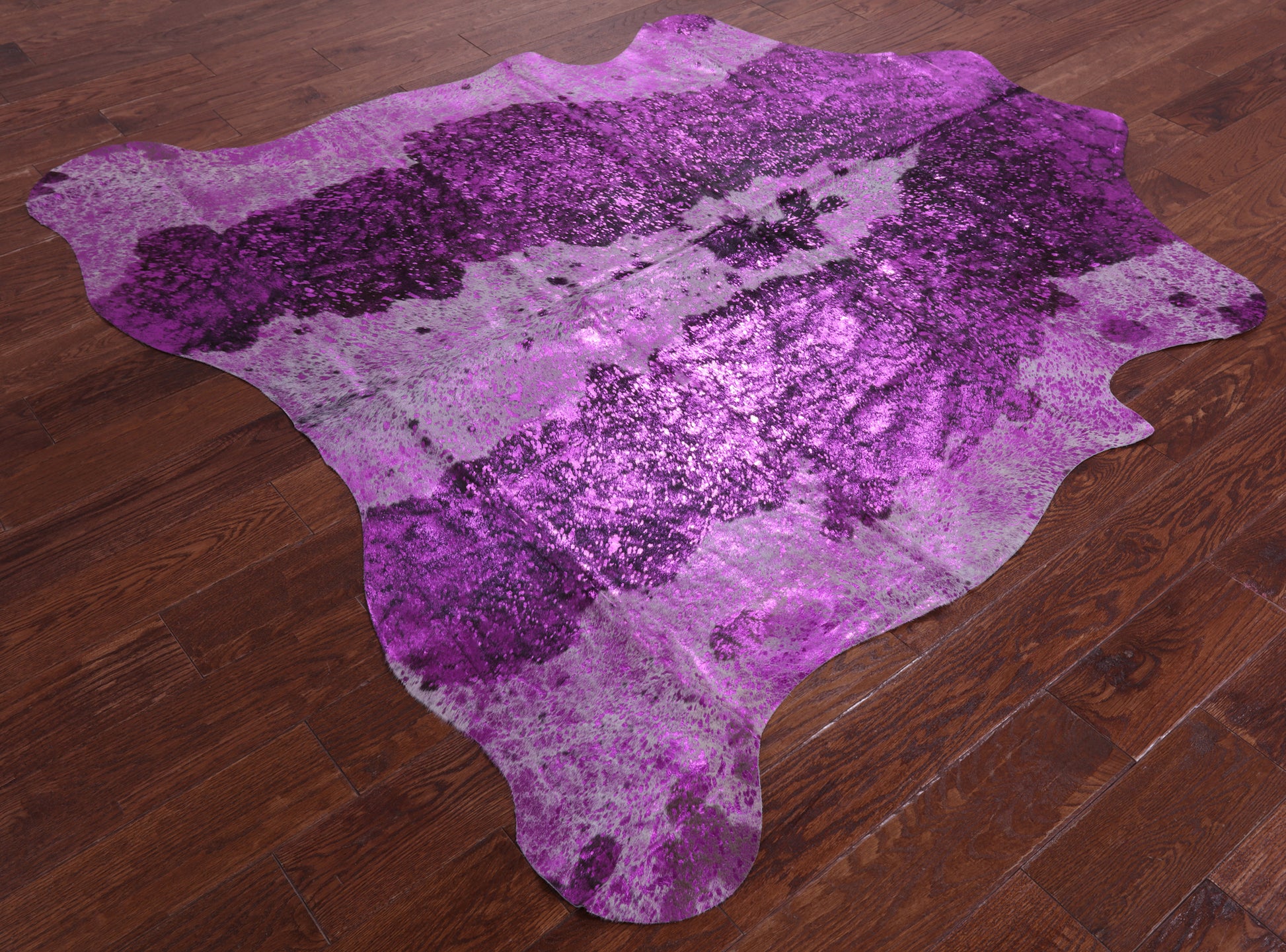 Pink Metallic Natural Hair-On Cowhide Rug - 6' 0" X 6' 2" - Golden Nile