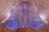 Blue Metallic Natural Hair-On Cowhide Rug - 7' 5" X 6' 5" - Golden Nile