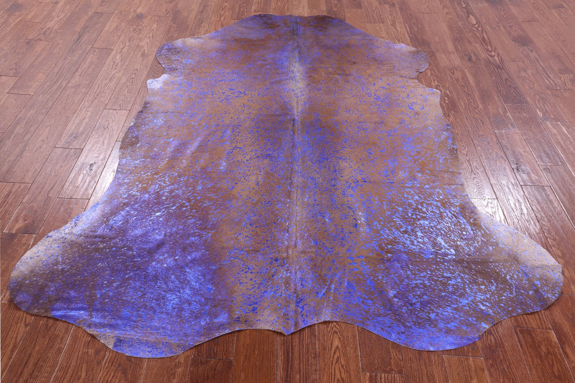 Blue Metallic Natural Hair-On Cowhide Rug - 7' 5" X 6' 5" - Golden Nile