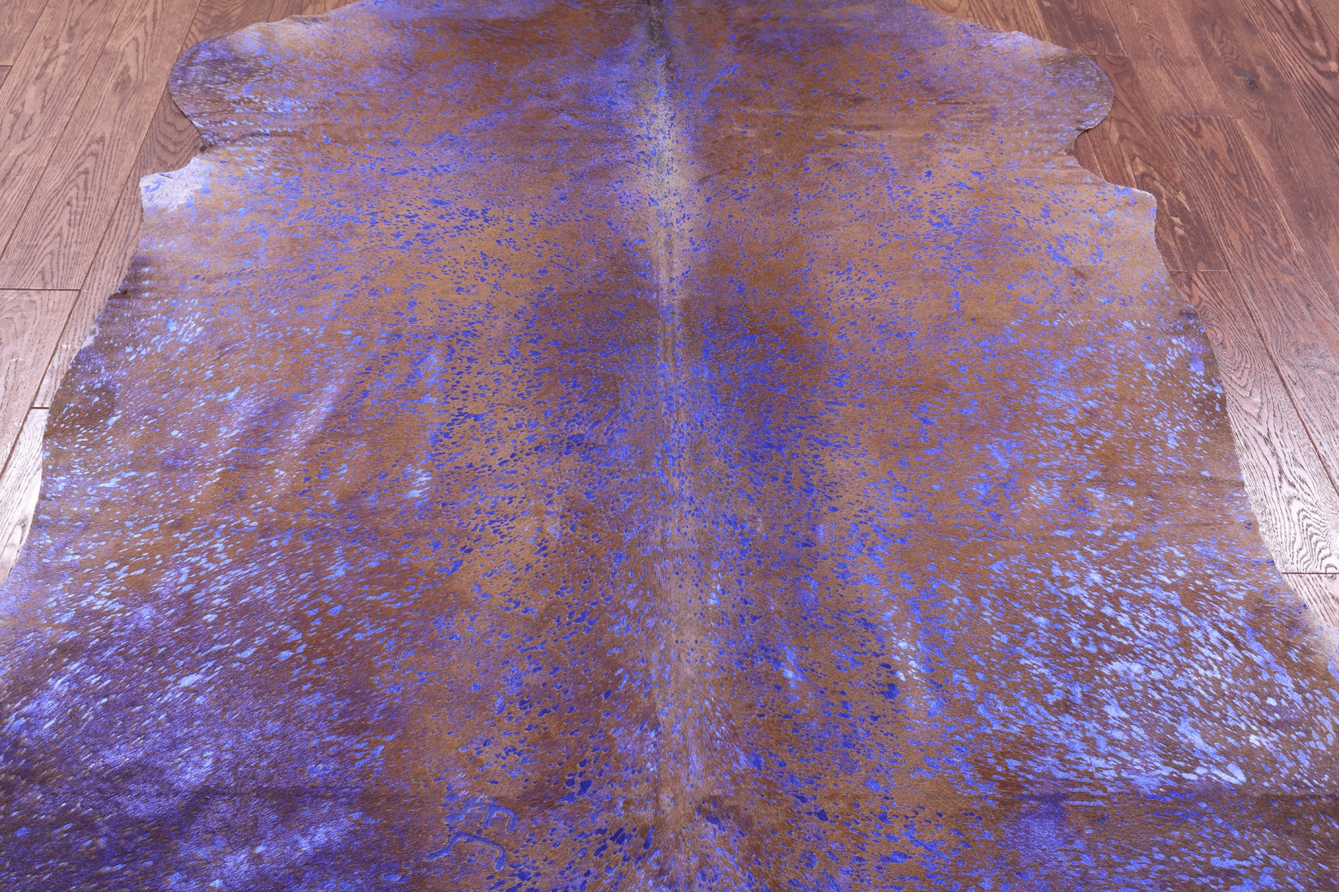 Blue Metallic Natural Hair-On Cowhide Rug - 7' 5" X 6' 5" - Golden Nile