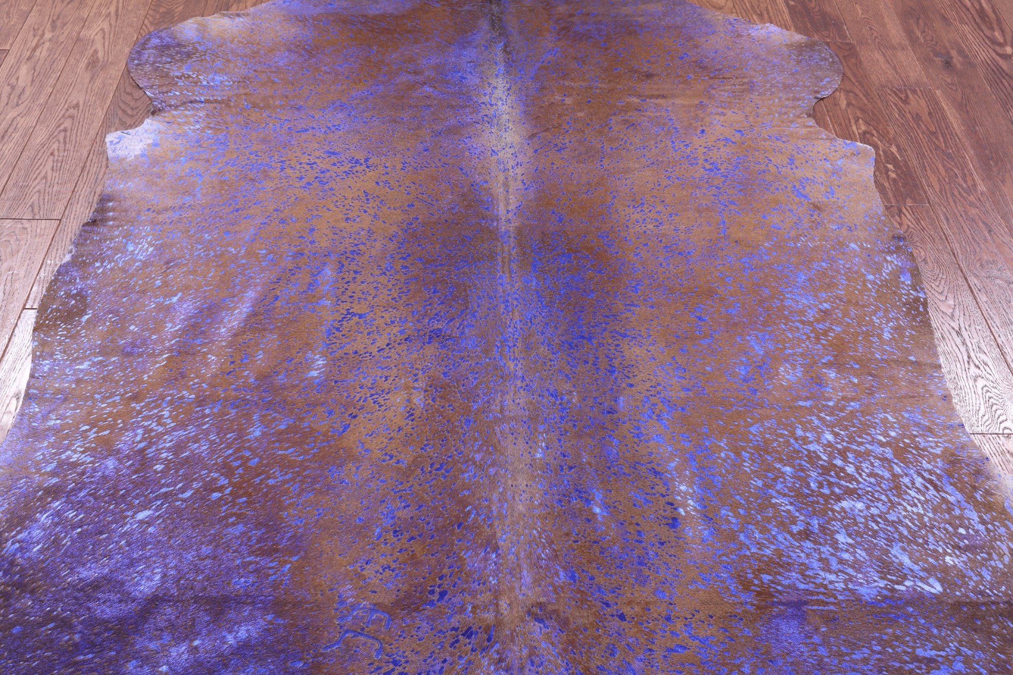 Blue Metallic Natural Hair-On Cowhide Rug - 7' 5" X 6' 5" - Golden Nile