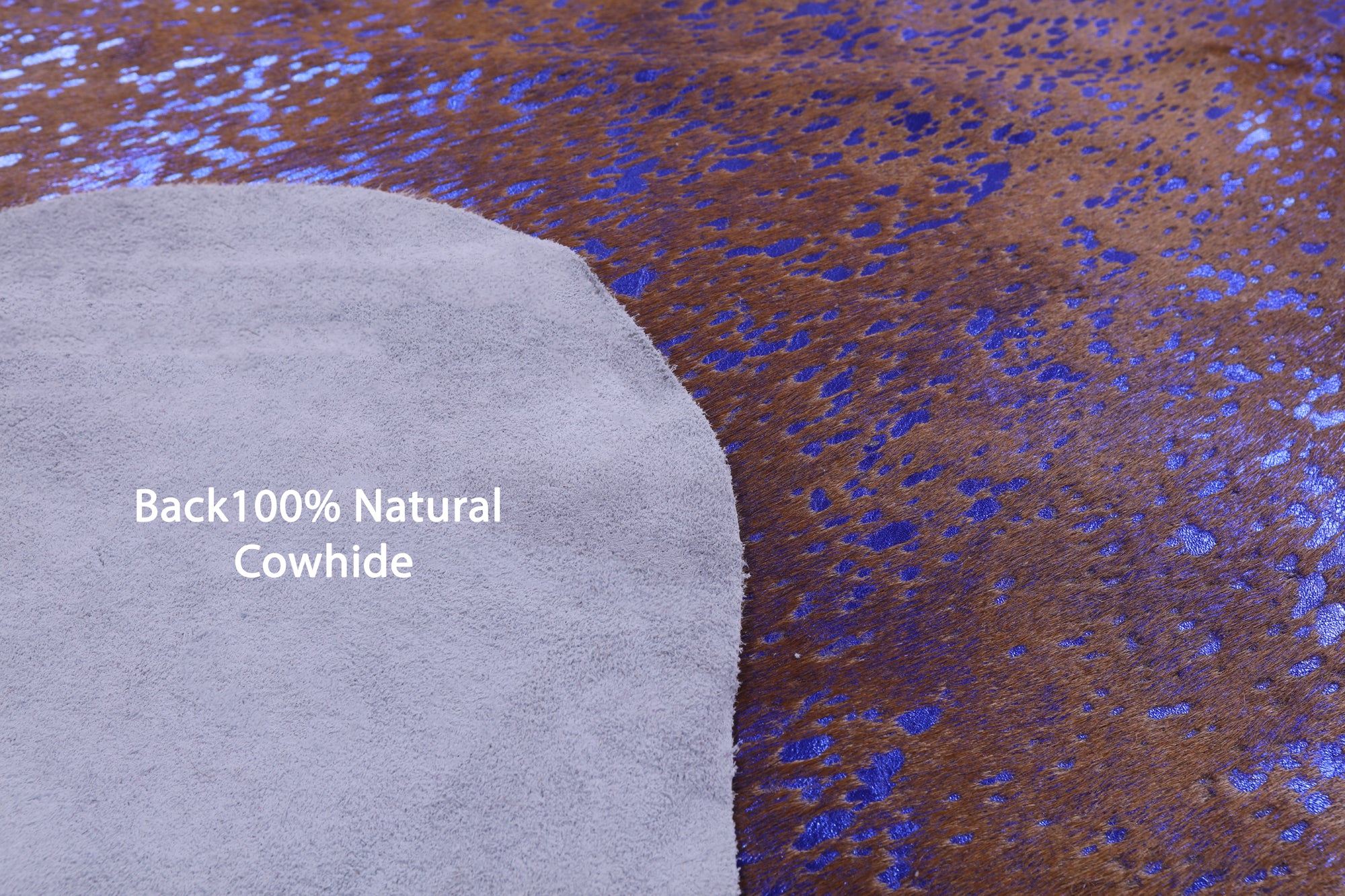 Blue Metallic Natural Hair-On Cowhide Rug - 7' 5" X 6' 5" - Golden Nile