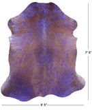 Blue Metallic Natural Hair-On Cowhide Rug - 7' 5" X 6' 5" - Golden Nile