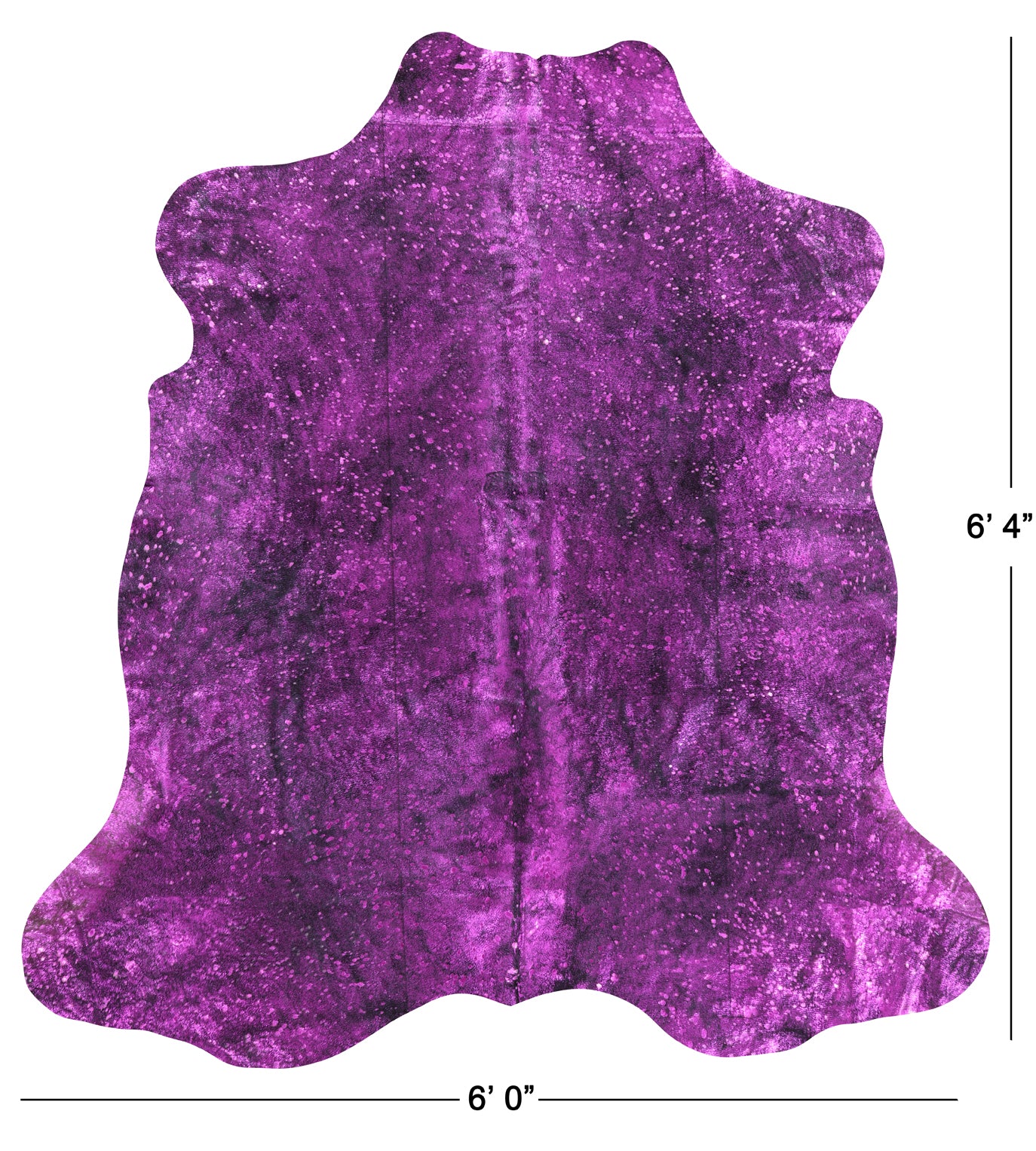 Pink Metallic Natural Hair-On Cowhide Rug - 6' 4" X 6' 0" - Golden Nile