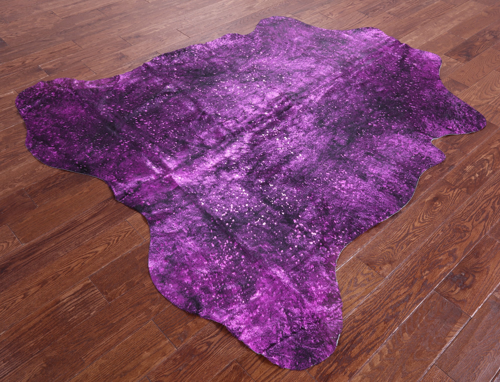 Pink Metallic Natural Hair-On Cowhide Rug - 6' 4" X 6' 0" - Golden Nile