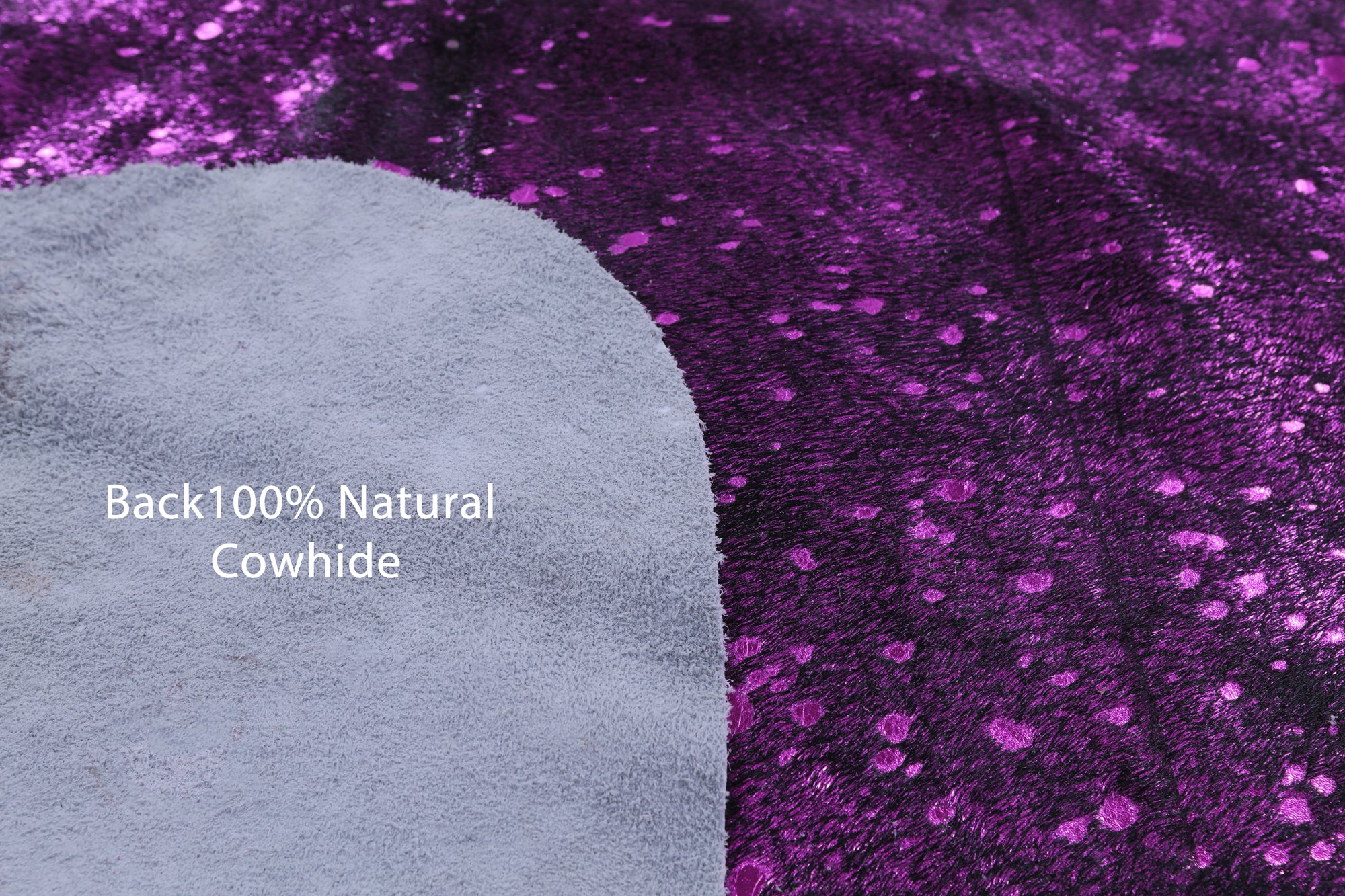 Pink Metallic Natural Hair-On Cowhide Rug - 6' 4" X 6' 0" - Golden Nile