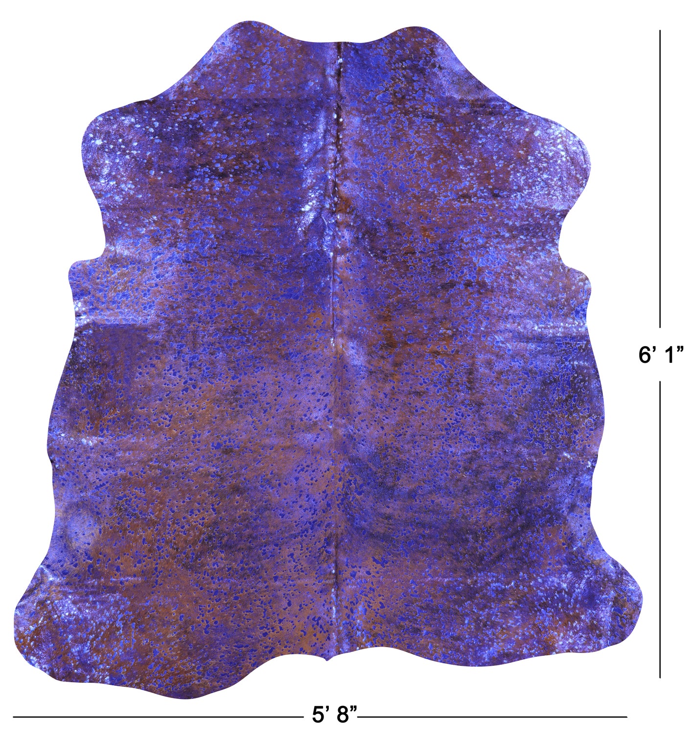 Blue Metallic Natural Hair-On Cowhide Rug - 6' 1" X 5' 8" - Golden Nile