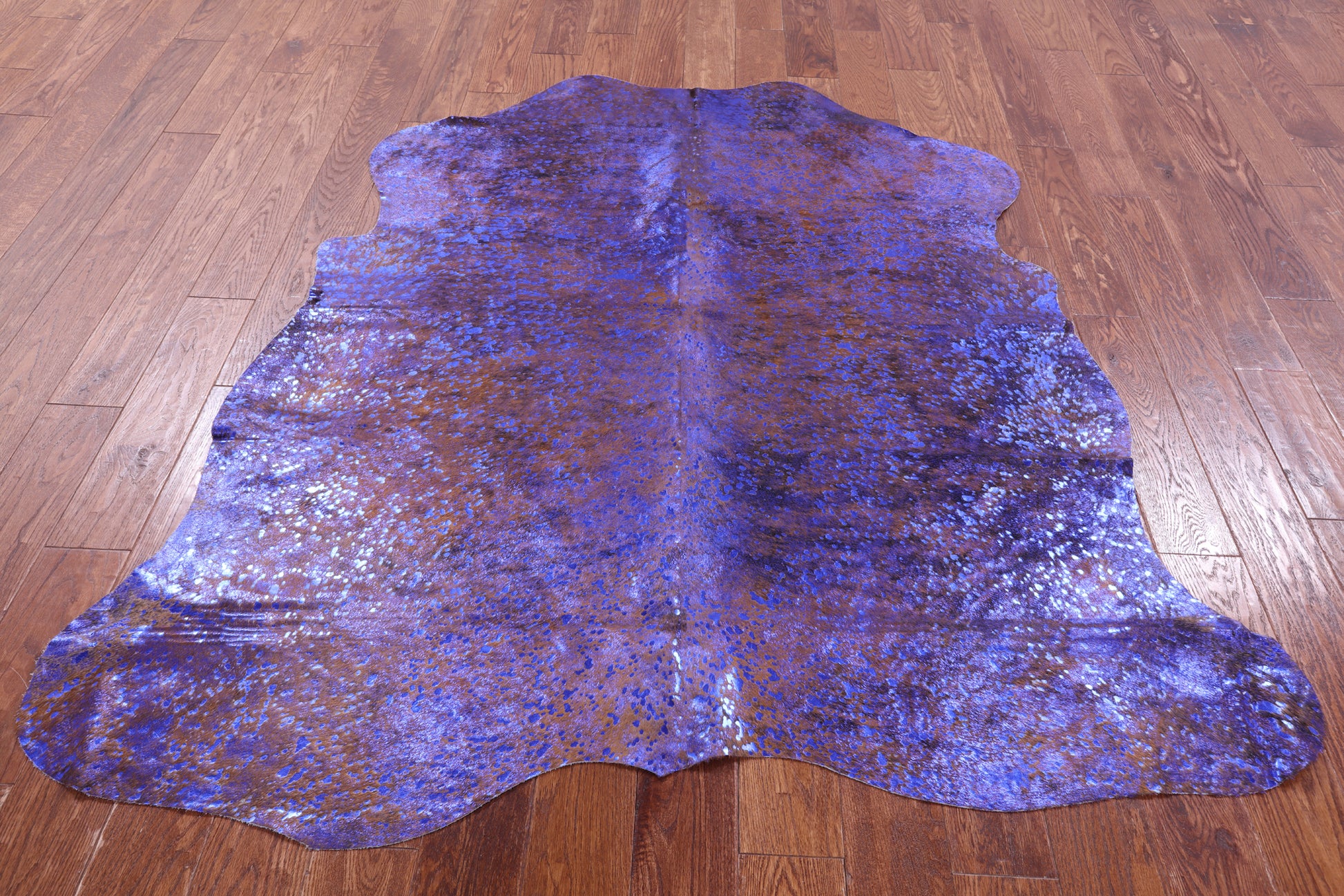 Blue Metallic Natural Hair-On Cowhide Rug - 6' 1" X 5' 8" - Golden Nile