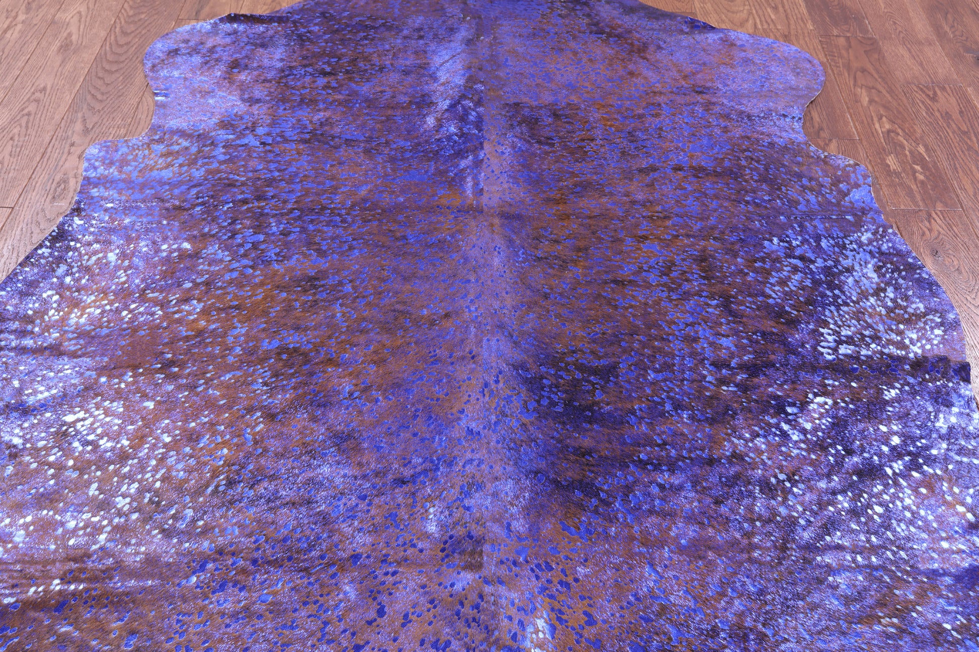 Blue Metallic Natural Hair-On Cowhide Rug - 6' 1" X 5' 8" - Golden Nile