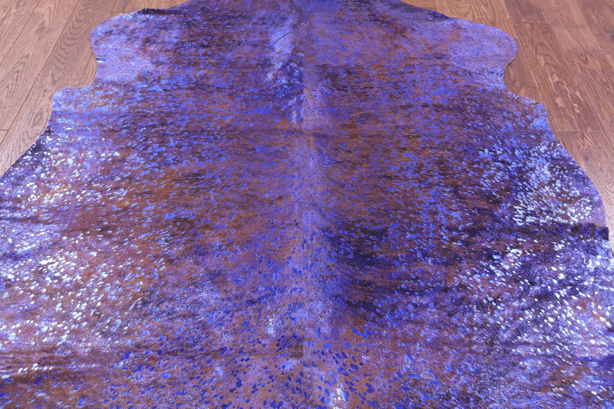 Blue Metallic Natural Hair-On Cowhide Rug - 6' 1" X 5' 8" - Golden Nile