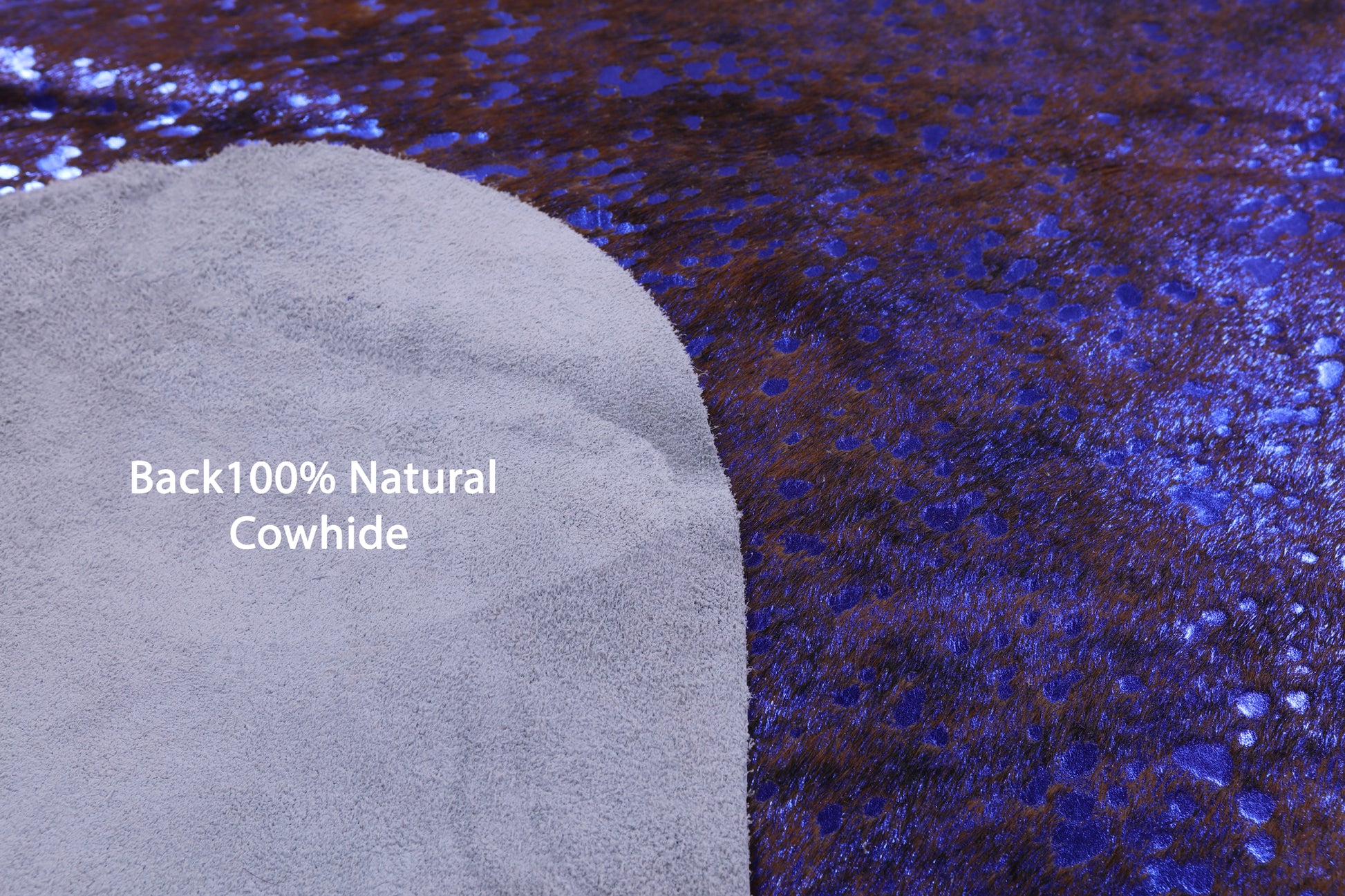Blue Metallic Natural Hair-On Cowhide Rug - 6' 1" X 5' 8" - Golden Nile