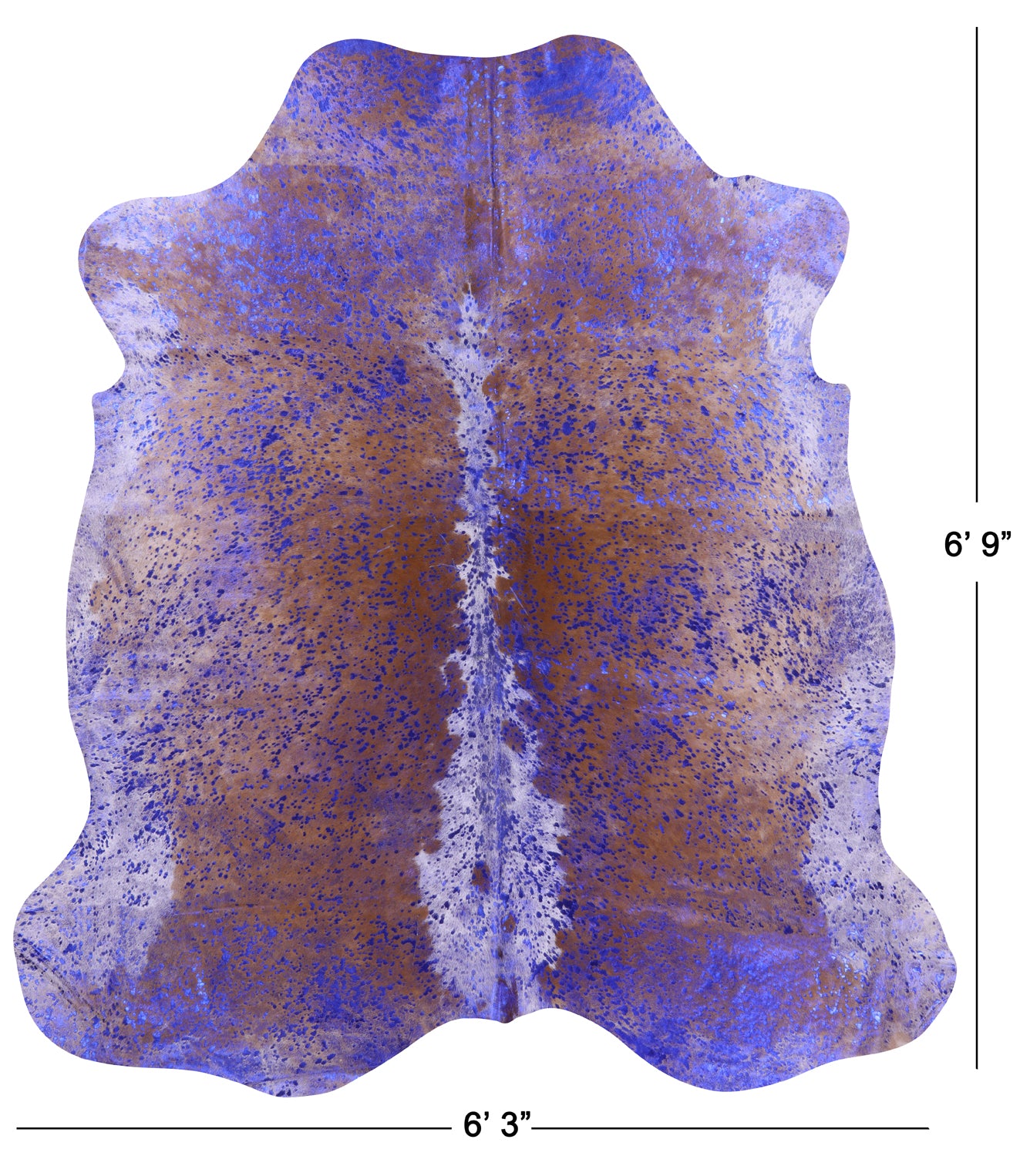 Blue Metallic Natural Hair-On Cowhide Rug - 6' 9" X 6' 3" - Golden Nile