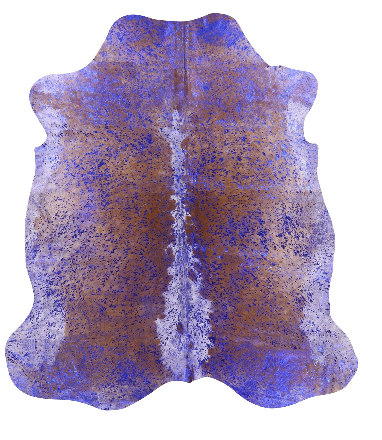 Blue Metallic Natural Hair-On Cowhide Rug - 6' 9" X 6' 3" - Golden Nile