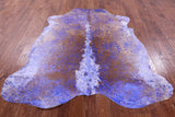 Blue Metallic Natural Hair-On Cowhide Rug - 6' 9" X 6' 3" - Golden Nile
