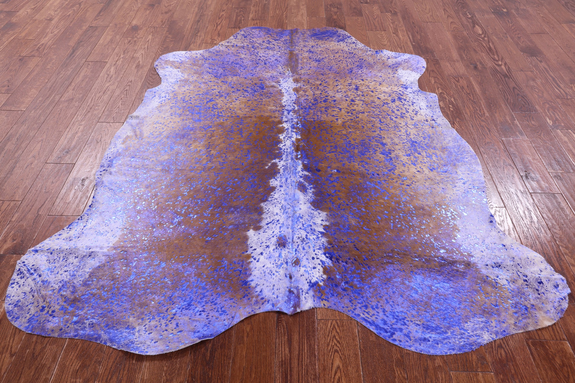 Blue Metallic Natural Hair-On Cowhide Rug - 6' 9" X 6' 3" - Golden Nile
