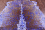 Blue Metallic Natural Hair-On Cowhide Rug - 6' 9" X 6' 3" - Golden Nile