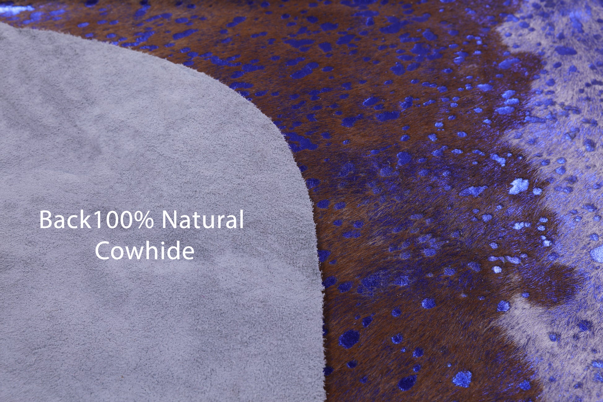 Blue Metallic Natural Hair-On Cowhide Rug - 6' 9" X 6' 3" - Golden Nile