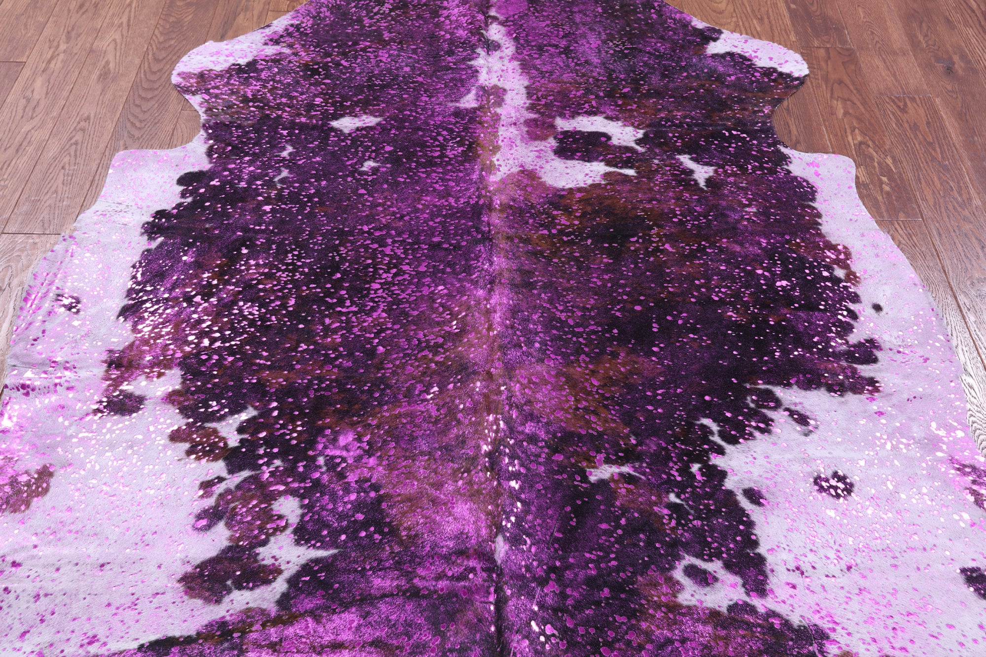 Pink Metallic Natural Hair-On Cowhide Rug - 6' 4" X 6' 5" - Golden Nile