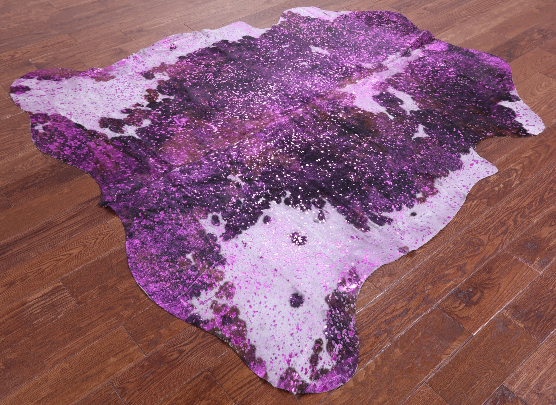 Pink Metallic Natural Hair-On Cowhide Rug - 6' 4" X 6' 5" - Golden Nile