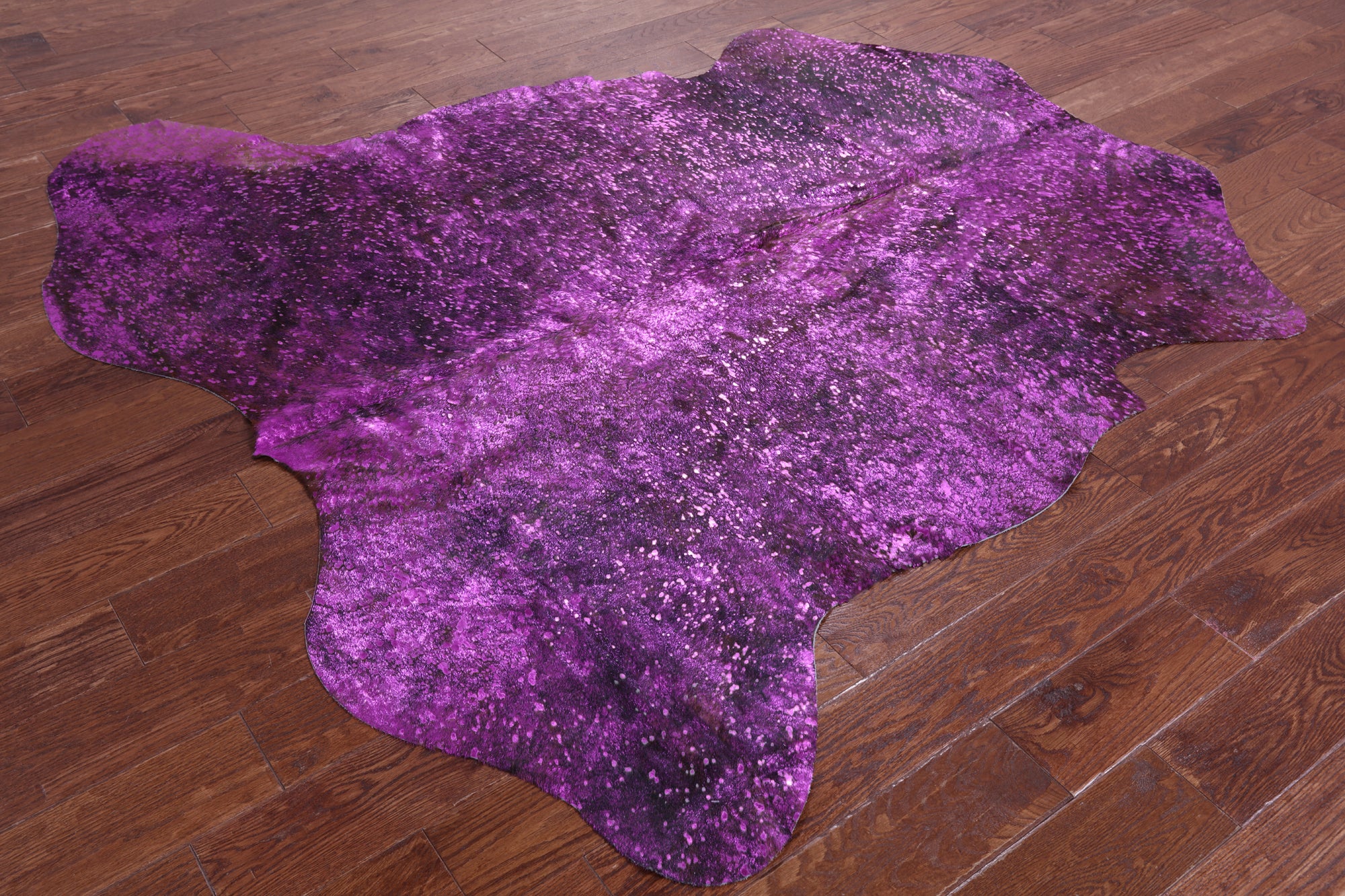 Pink Metallic Natural Hair-On Cowhide Rug - 6' 4" X 6' 5" - Golden Nile