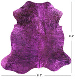 Pink Metallic Natural Hair-On Cowhide Rug - 6' 4" X 6' 5" - Golden Nile