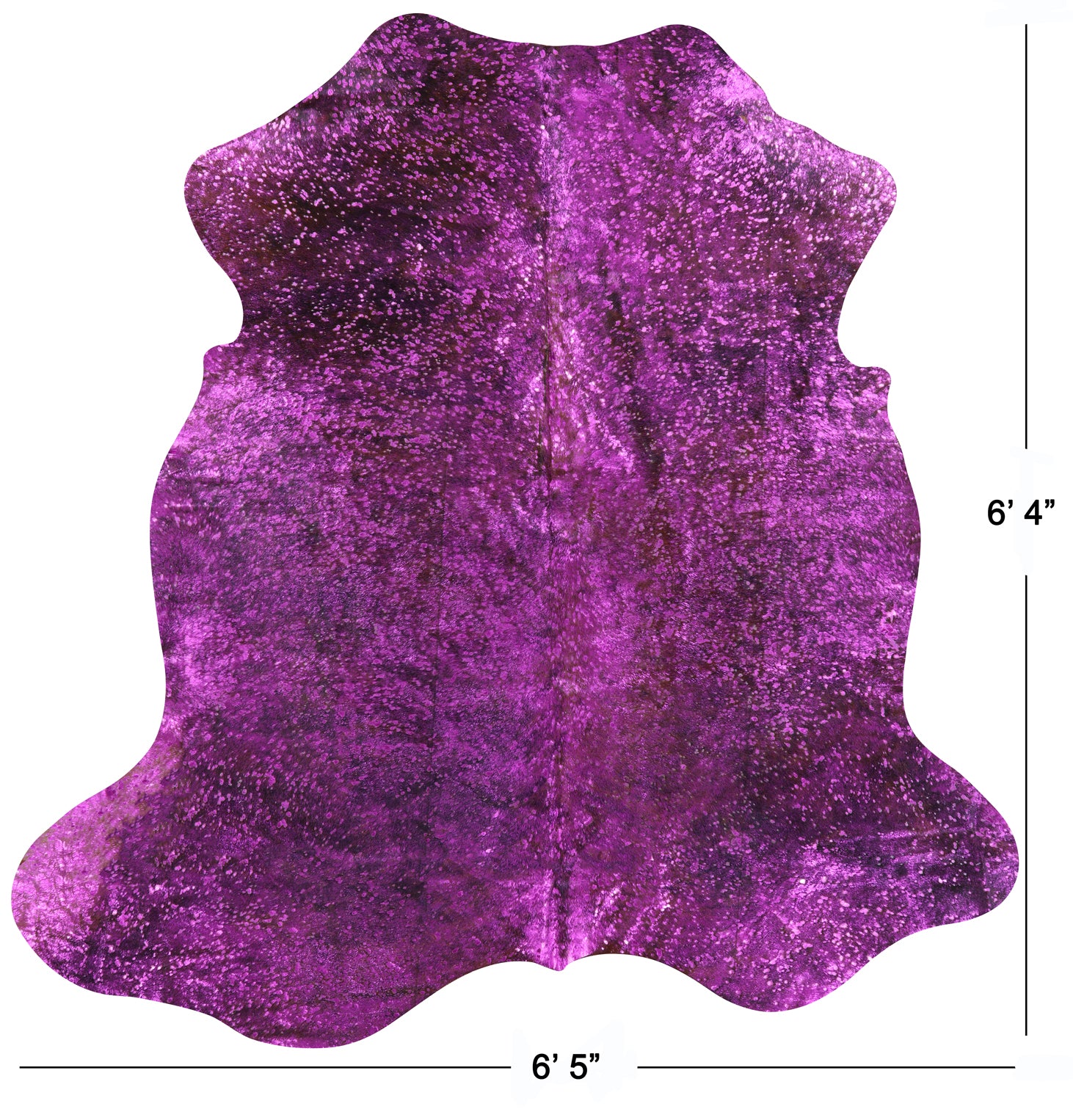 Pink Metallic Natural Hair-On Cowhide Rug - 6' 4" X 6' 5" - Golden Nile