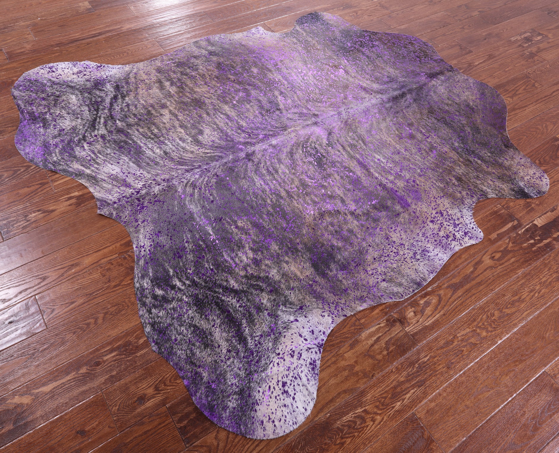 Purple Metallic Natural Hair-On Cowhide Rug - 6' 6" X 6' 4" - Golden Nile