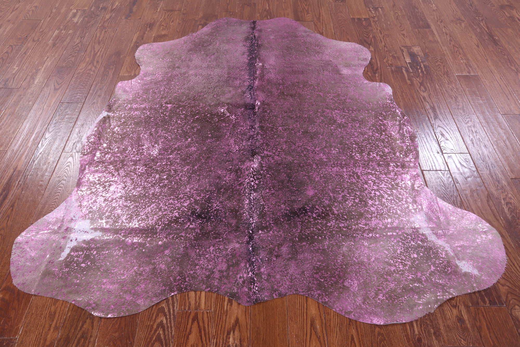 Pink Metallic Natural Hair-On Cowhide Rug - 6' 5" X 6' 3" - Golden Nile