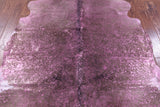 Pink Metallic Natural Hair-On Cowhide Rug - 6' 5" X 6' 3" - Golden Nile