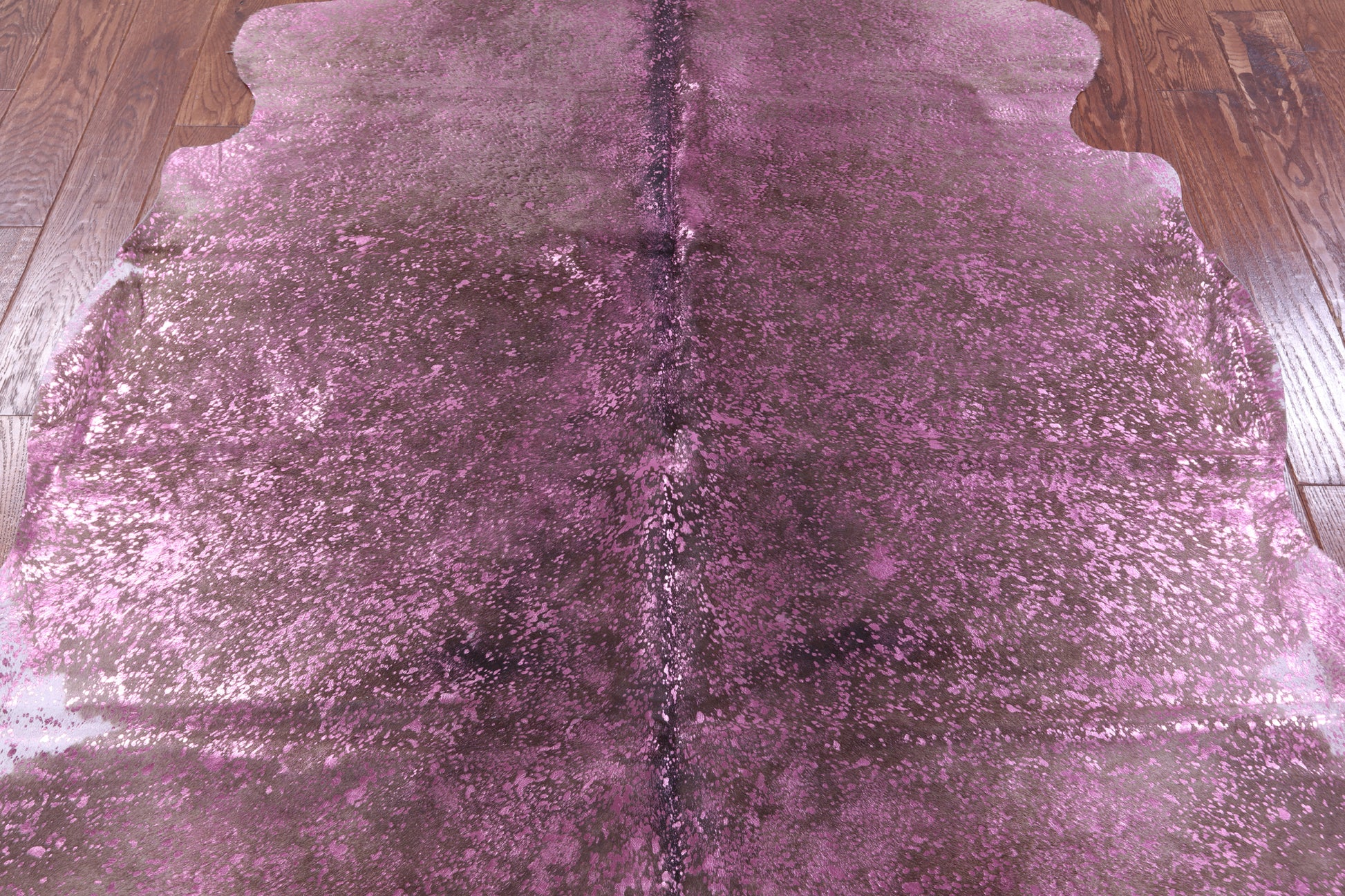 Pink Metallic Natural Hair-On Cowhide Rug - 6' 5" X 6' 3" - Golden Nile